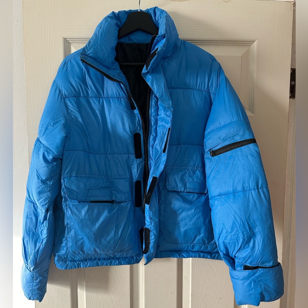 Blue puffer women jacket coat